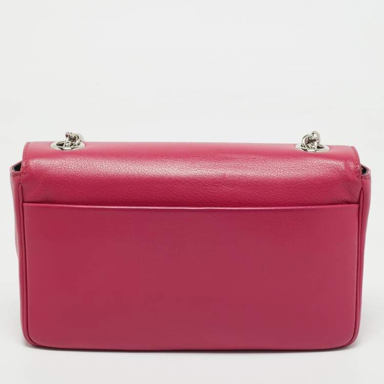 Pre Owned Balenciaga Pink Leather Logo Everyday Flap Shoulder Bag
