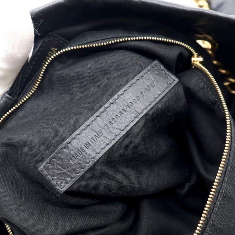Pre Owned Balenciaga Crush Medium Black Calfskin Tote Bag