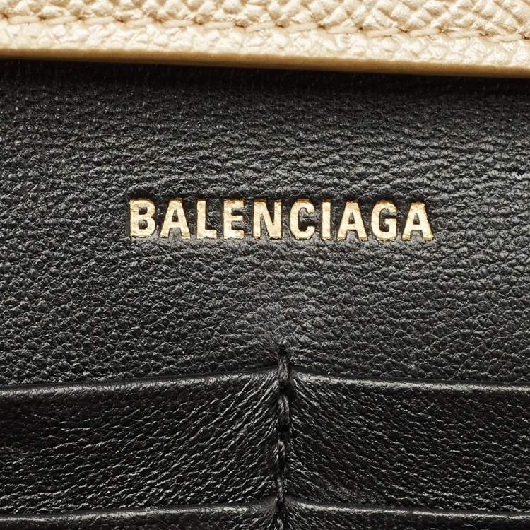 Pre Owned Balenciaga Gold Leather Hourglass Wallet on Chain