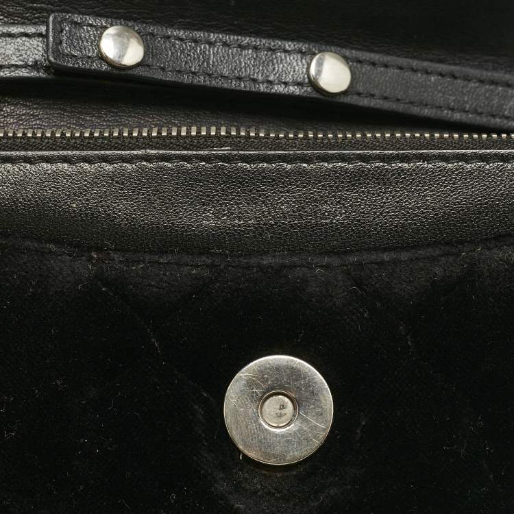 Pre Owned Balenciaga Black Quilted Velvet BB Crystals Wallet On Chain