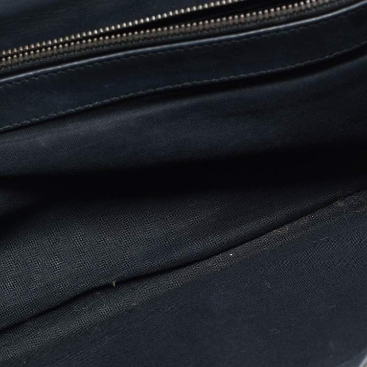 Pre Owned Balenciaga Navy Blue Leather Papier Long Clutch