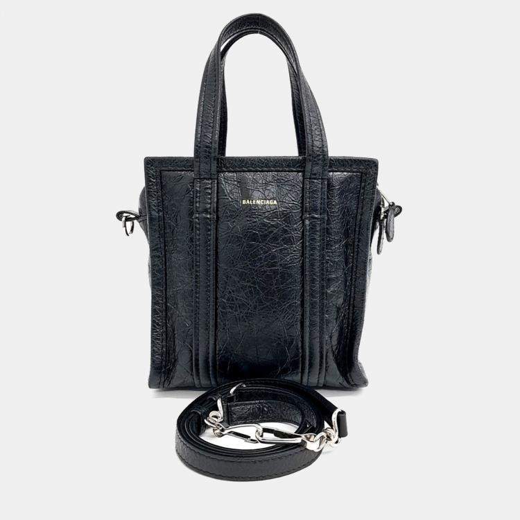 Pre Owned Balenciaga Black Leather Bazaar XXS bag