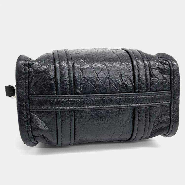 Pre Owned Balenciaga Black Leather Bazaar XXS bag