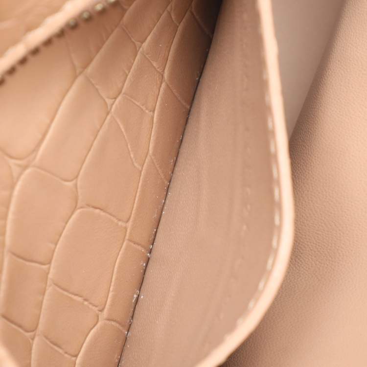 Pre Owned Balenciaga Beige Croc Embossed Leather Mini Neo Classic City Satchel