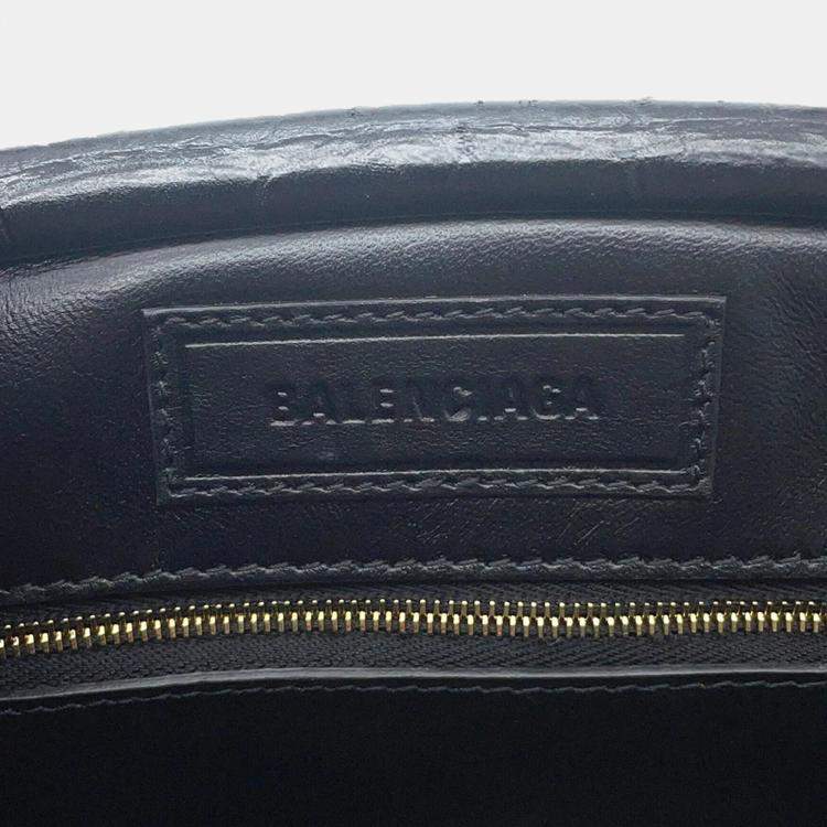 Pre Owned Balenciaga Frame Black Embossed Leather Shoulder Bag