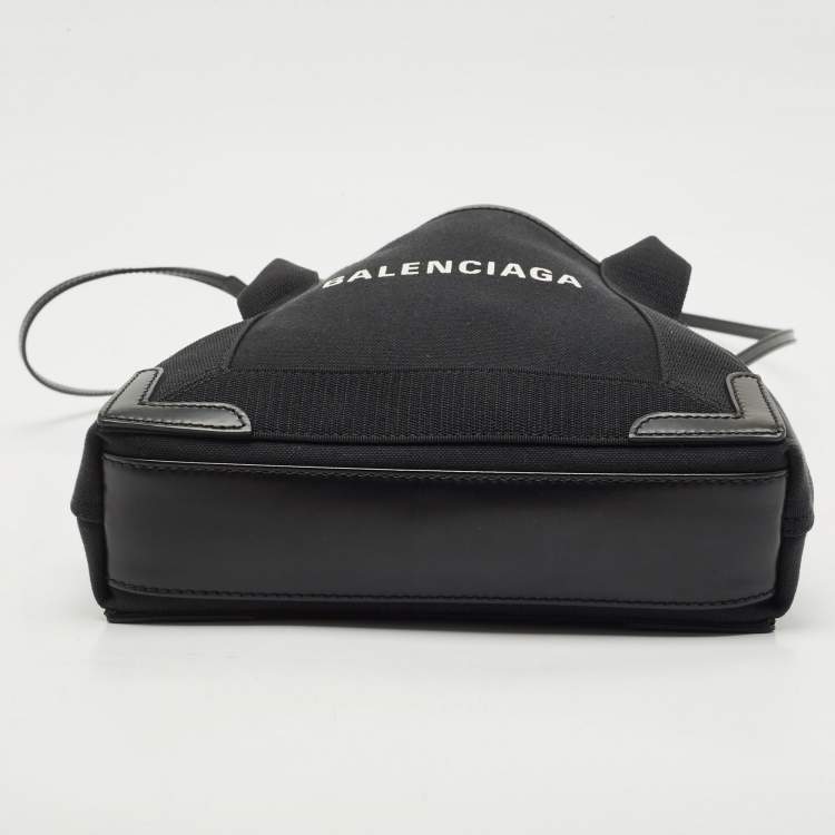 Pre Owned Balenciaga Black Canvas and Leather XS Cabas Tote