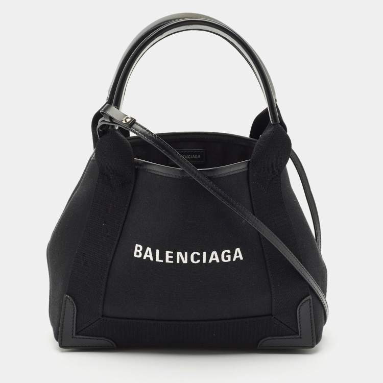 Pre Owned Balenciaga Black Canvas and Leather XS Cabas Tote