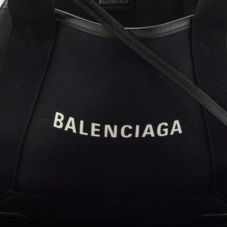 Pre Owned Balenciaga Black Canvas and Leather XS Cabas Tote