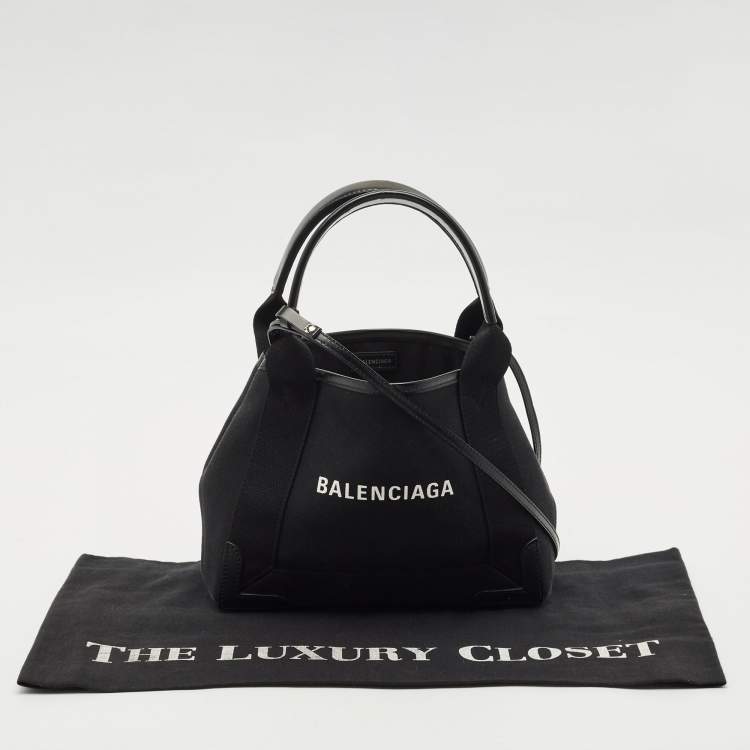 Pre Owned Balenciaga Black Canvas and Leather XS Cabas Tote