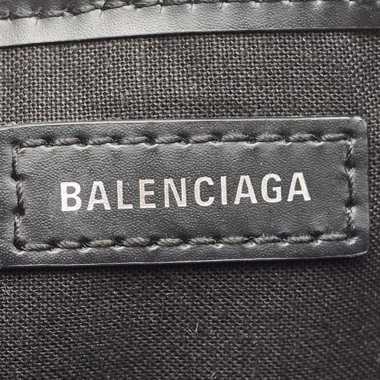 Pre Owned Balenciaga Black Canvas and Leather XS Cabas Tote