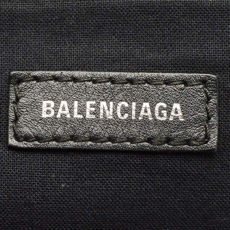 Pre Owned Balenciaga Black/Off White Canvas and Leather Large Cabas Tote