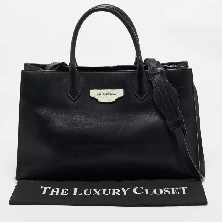 Pre Owned Balenciaga Black Leather Padlock Tote