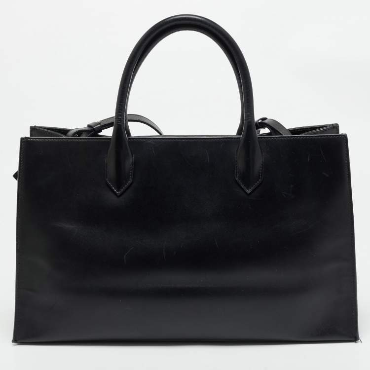 Pre Owned Balenciaga Black Leather Padlock Tote