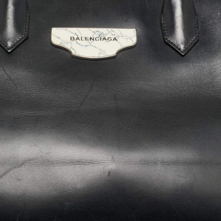 Pre Owned Balenciaga Black Leather Padlock Tote