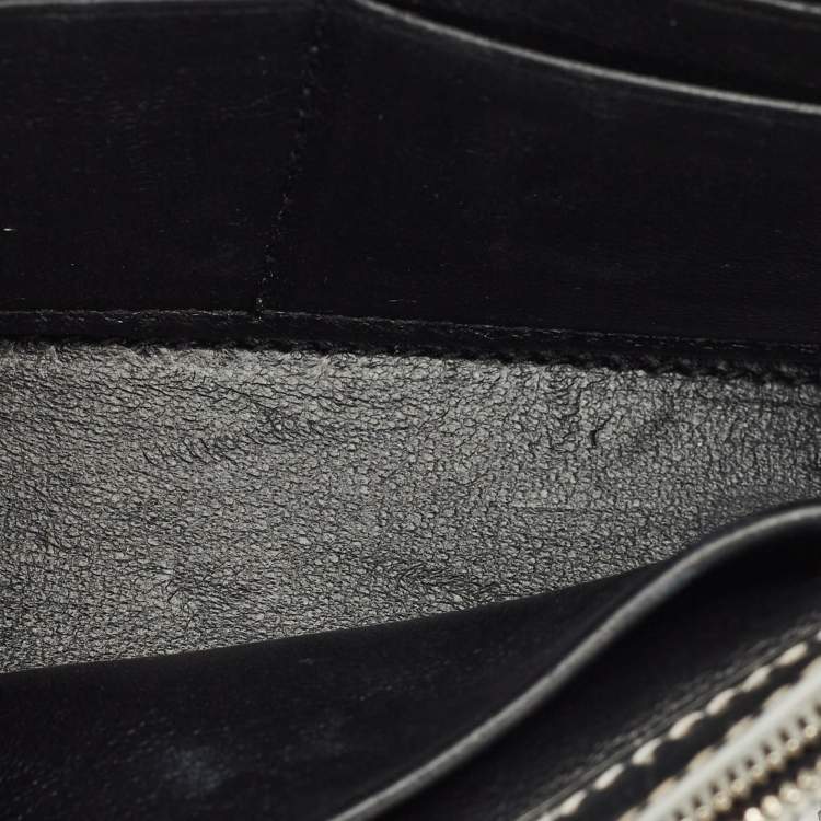 Pre Owned Balenciaga Silver Croc Embossed Patent Leather Hourglass Wallet on Chain