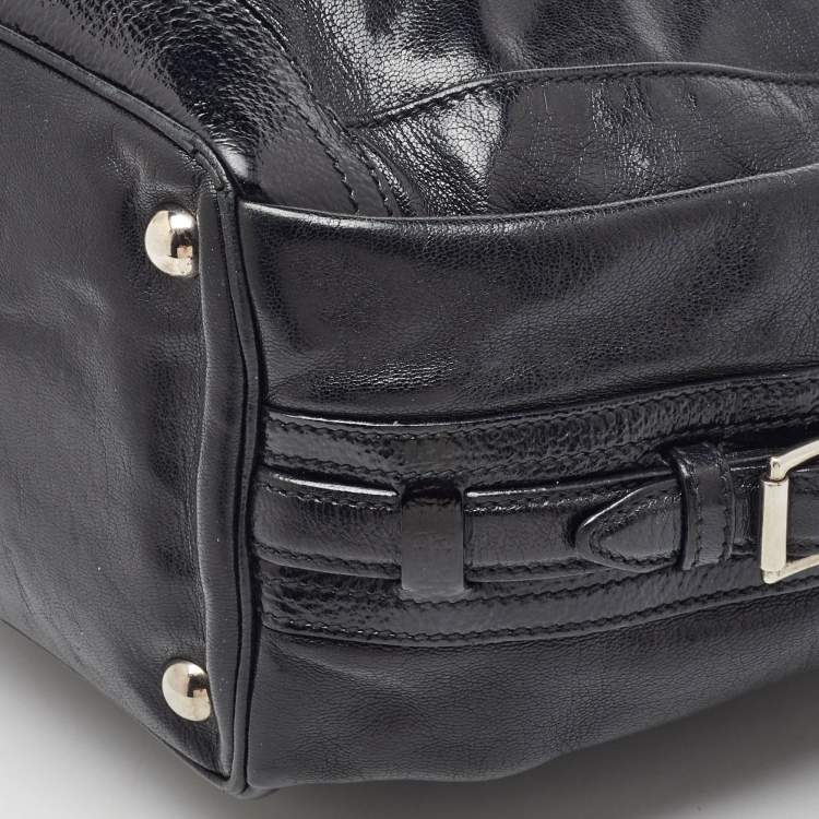 Pre Owned Balenciaga Black Leather Monogram Crest Double Zip Hobo