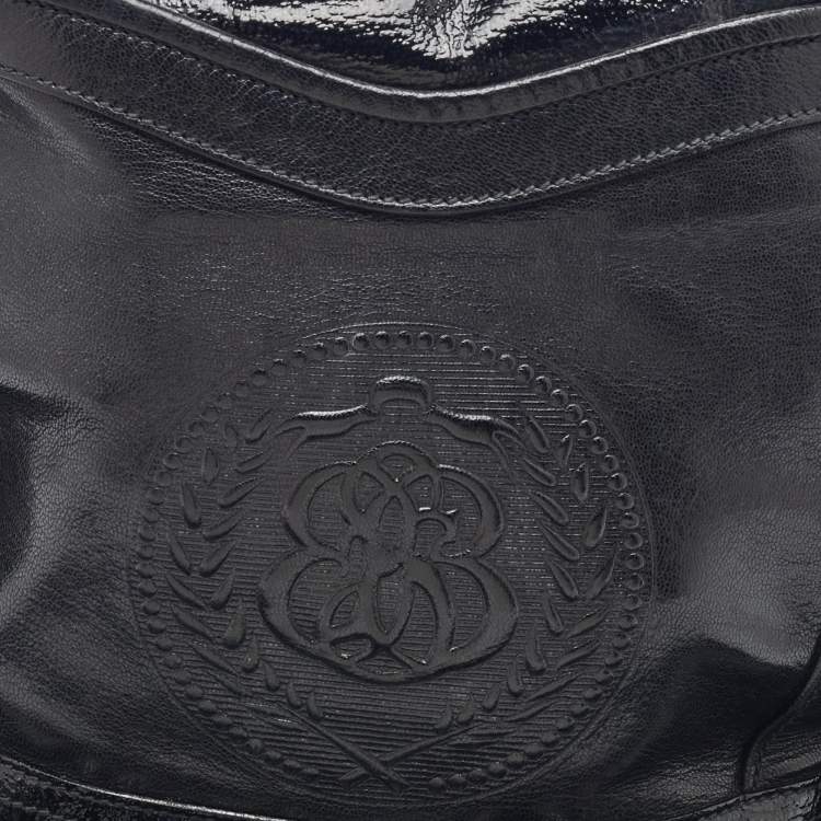 Pre Owned Balenciaga Black Leather Monogram Crest Double Zip Hobo