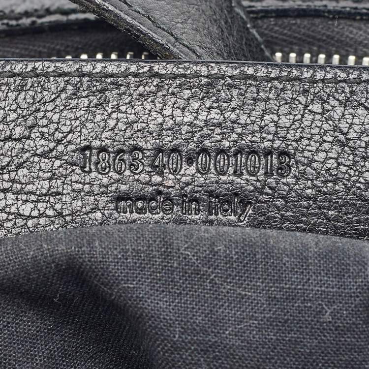 Pre Owned Balenciaga Black Leather Monogram Crest Double Zip Hobo