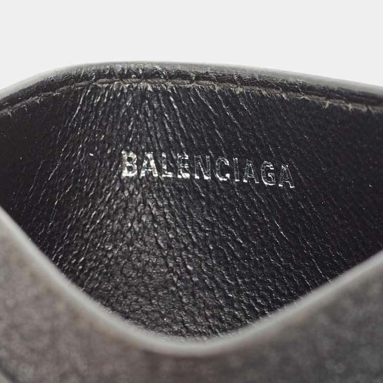 Pre Owned Balenciaga Black Glitter Leather Logo Card Holder