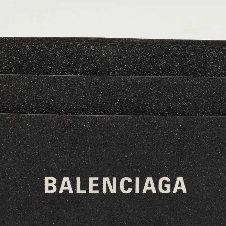 Pre Owned Balenciaga Black Glitter Leather Logo Card Holder