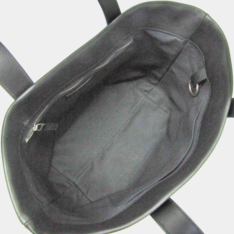 Pre Owned Balenciaga Jumbo Small Canvas Leather Tote Bag Black Off-white