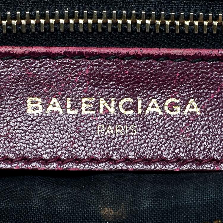 Pre Owned Balenciaga Burgundy Croc Embossed Leather Mini Classic City Bag