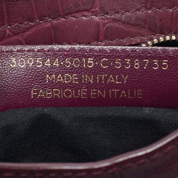 Pre Owned Balenciaga Burgundy Croc Embossed Leather Mini Classic City Bag