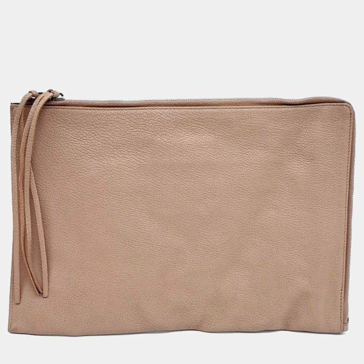 Pre Owned Balenciaga Beige Leather Edge Clutch
