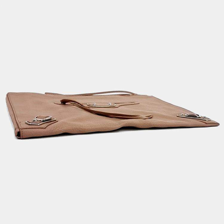 Pre Owned Balenciaga Beige Leather Edge Clutch