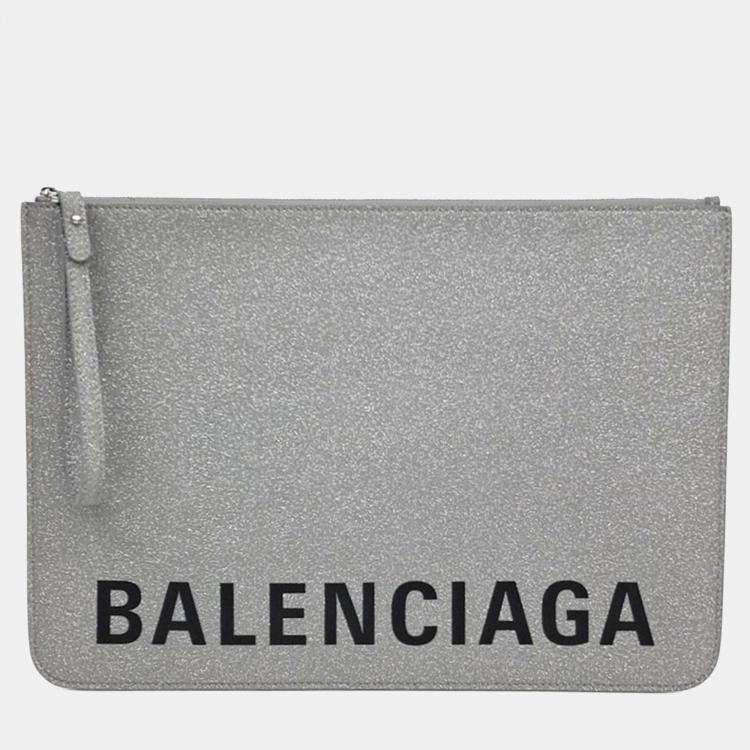 Pre Owned Balenciaga Grey Fabric Clutch