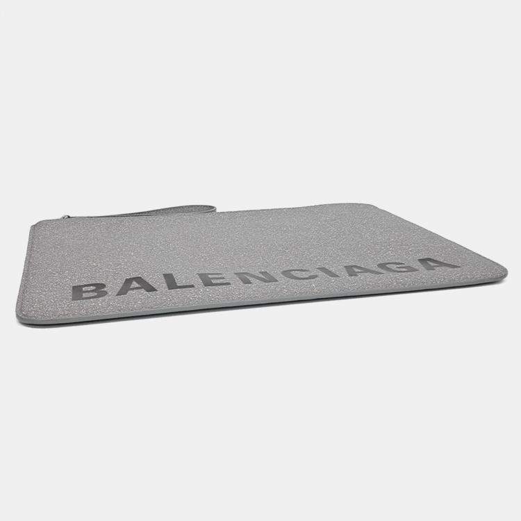 Pre Owned Balenciaga Grey Fabric Clutch