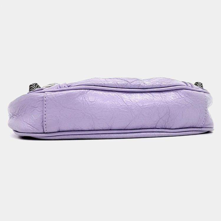 Pre Owned Balenciaga Purple Leather Le Cargol Mini Shoulder Bag