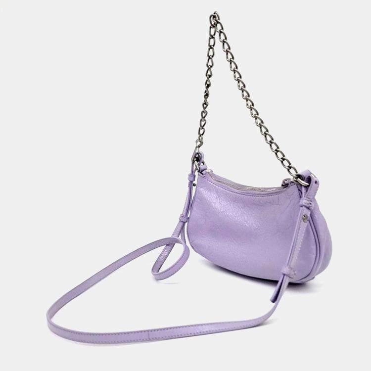 Pre Owned Balenciaga Purple Leather Le Cargol Mini Shoulder Bag