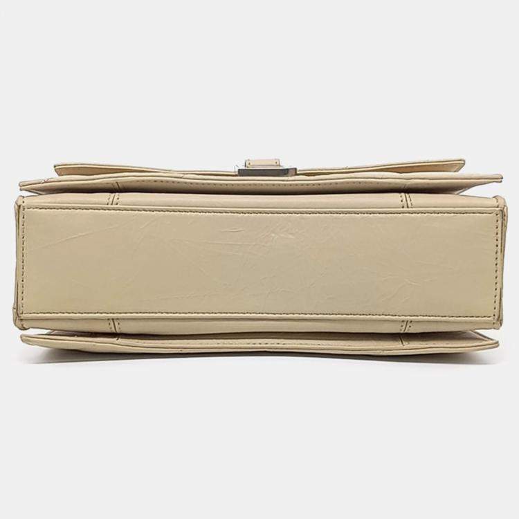 Pre Owned Balenciaga Beige Leather Crush Chain Bag Small