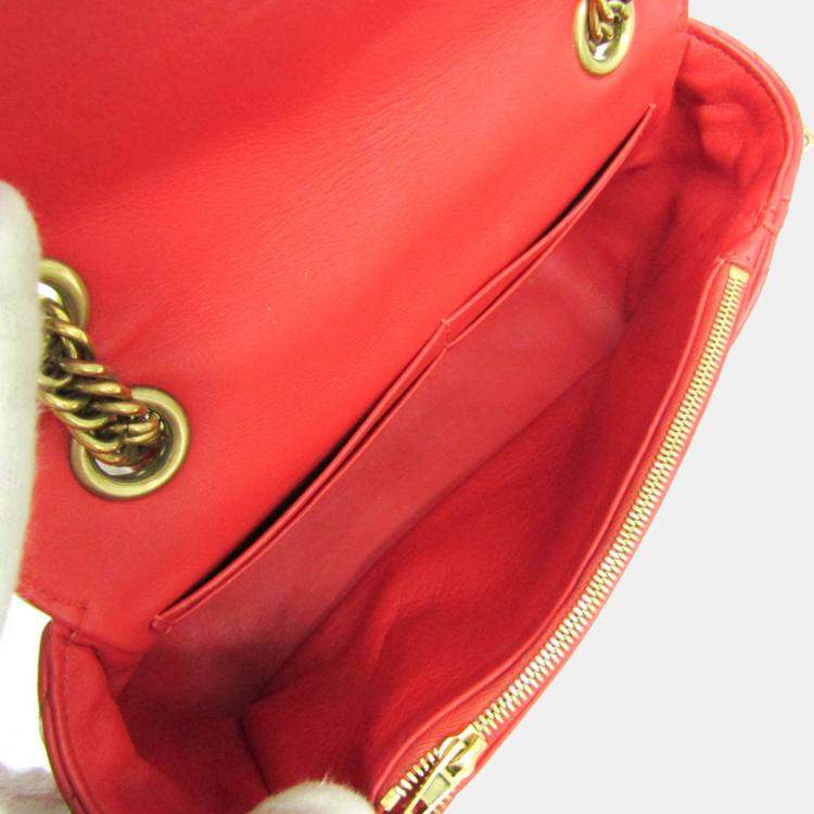 Pre Owned Balenciaga BB Logo Red Leather Shoulder Bag