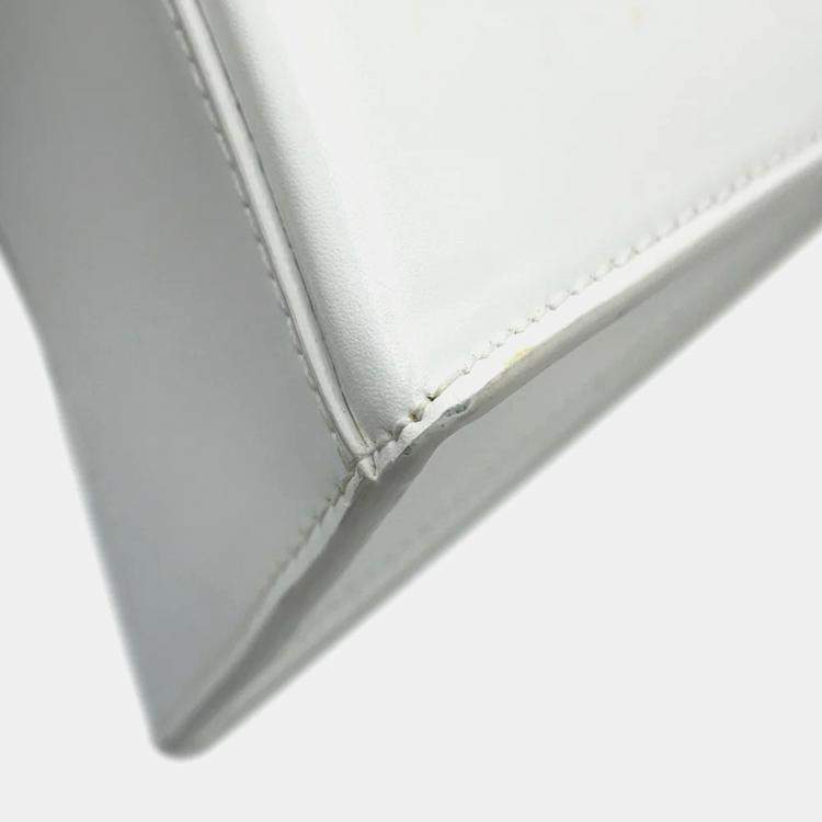 Pre Owned Balenciaga X Adidas Hourglass Small White Leather Shoulder Bag