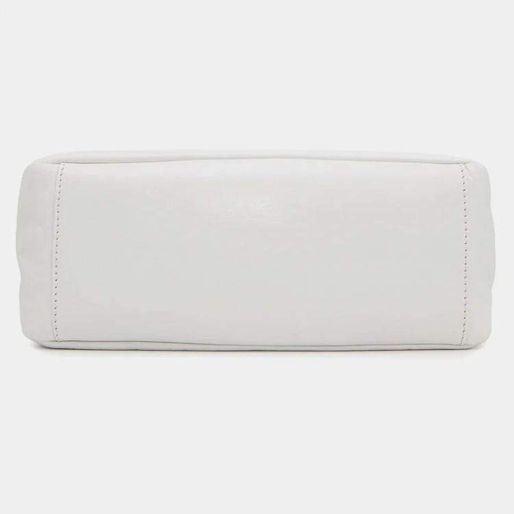 Pre Owned Balenciaga Monaco Small White Leather Sling Bag 