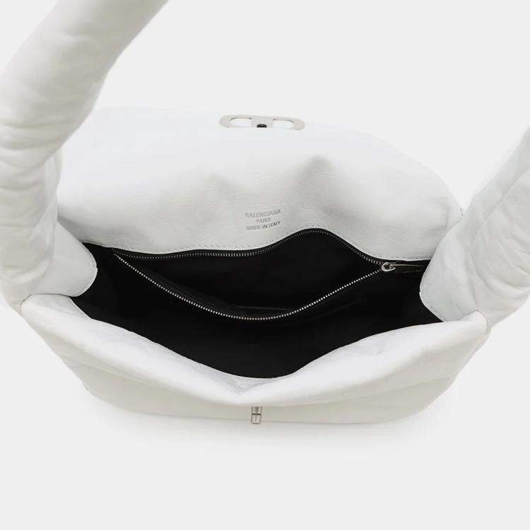 Pre Owned Balenciaga Monaco Small White Leather Sling Bag 
