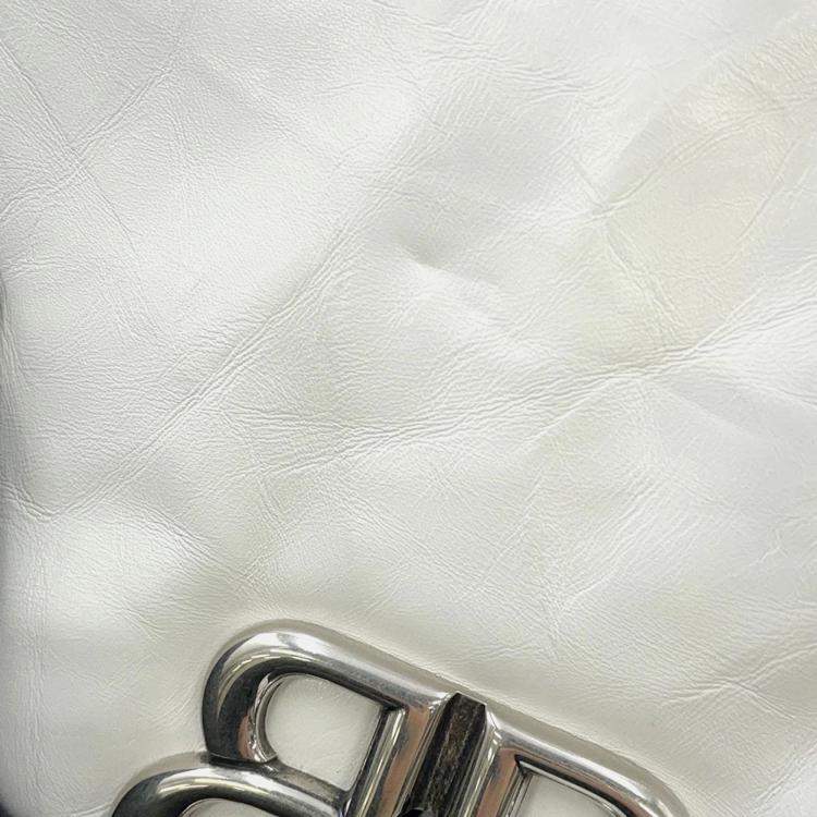 Pre Owned Balenciaga Monaco Small White Leather Sling Bag 