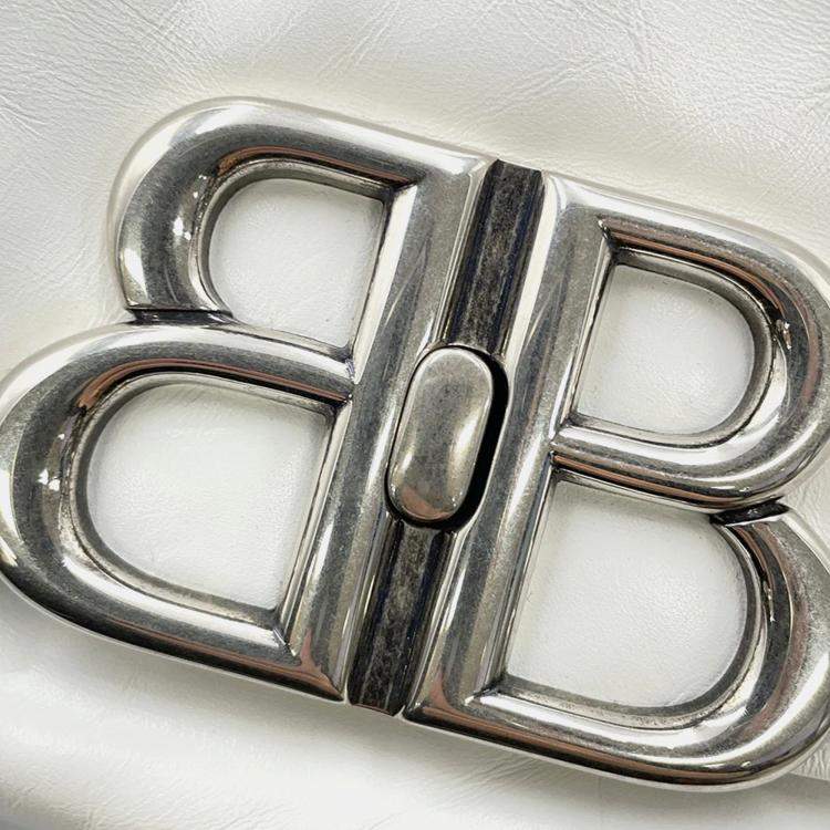 Pre Owned Balenciaga Monaco Small White Leather Sling Bag 