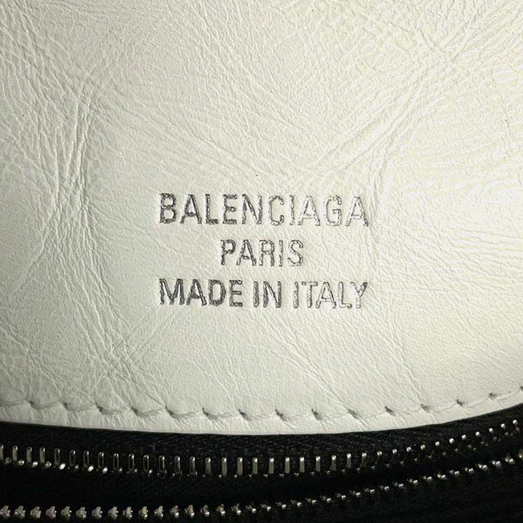 Pre Owned Balenciaga Monaco Small White Leather Sling Bag 