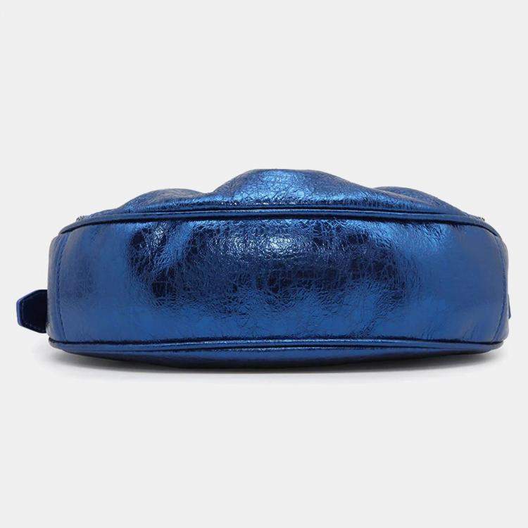 Pre Owned Balenciaga Luca Metallic Blue Leather Shoulder Bag 