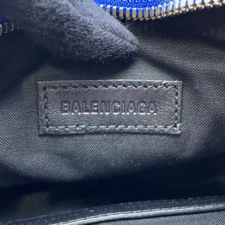 Pre Owned Balenciaga Luca Metallic Blue Leather Shoulder Bag 