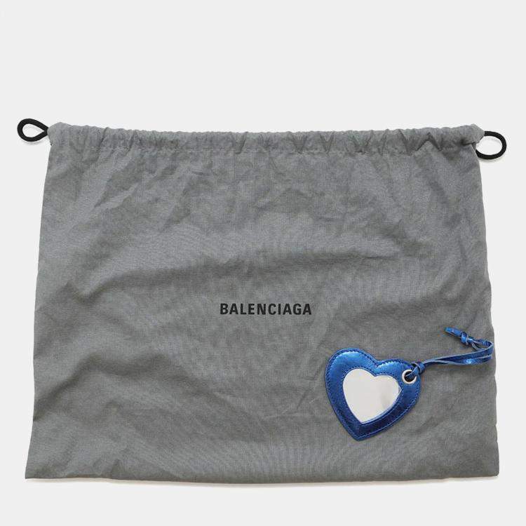 Pre Owned Balenciaga Luca Metallic Blue Leather Shoulder Bag 