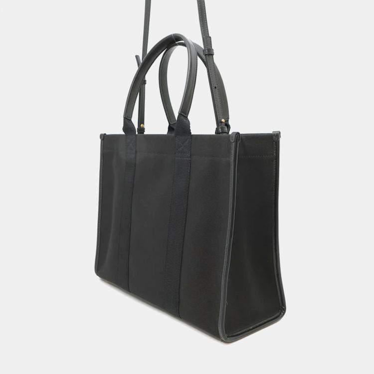 Pre Owned Balenciaga Hardware Black Canvas and Leather Tote Bag