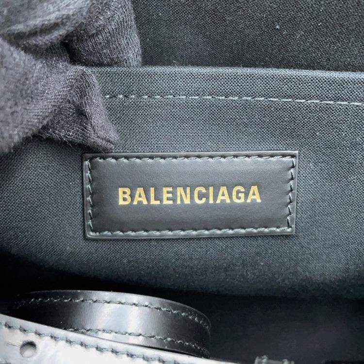 Pre Owned Balenciaga Hardware Black Canvas and Leather Tote Bag