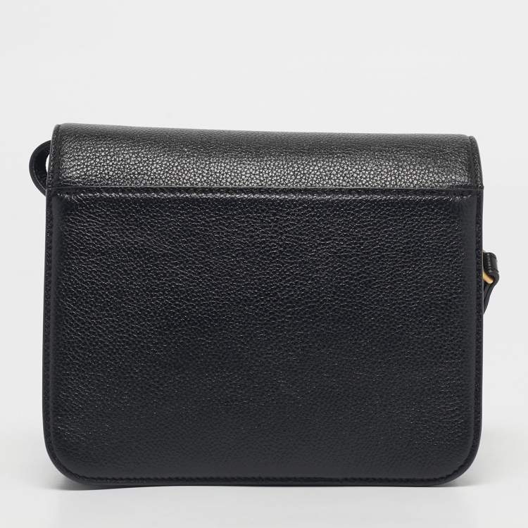 Pre Owned Balenciaga Black Leather B Logo Crossbody Bag