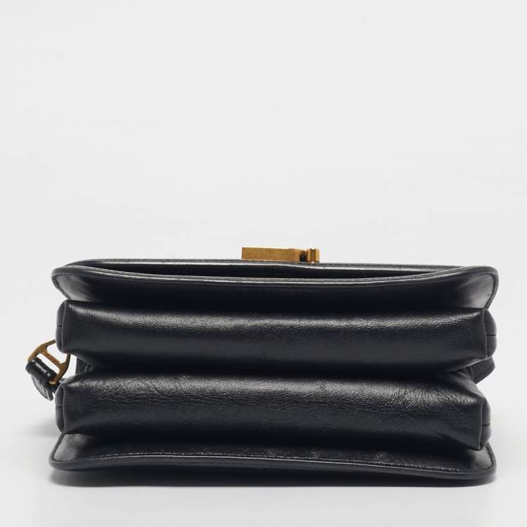 Pre Owned Balenciaga Black Leather B Logo Crossbody Bag