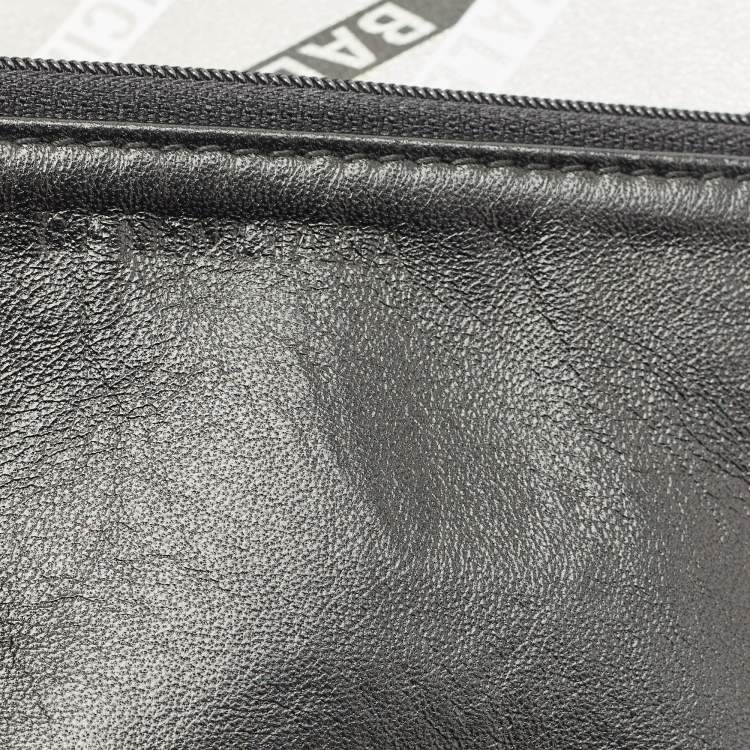 Pre Owned Balenciaga Silver Monogram Leather Plastic Bag Tote