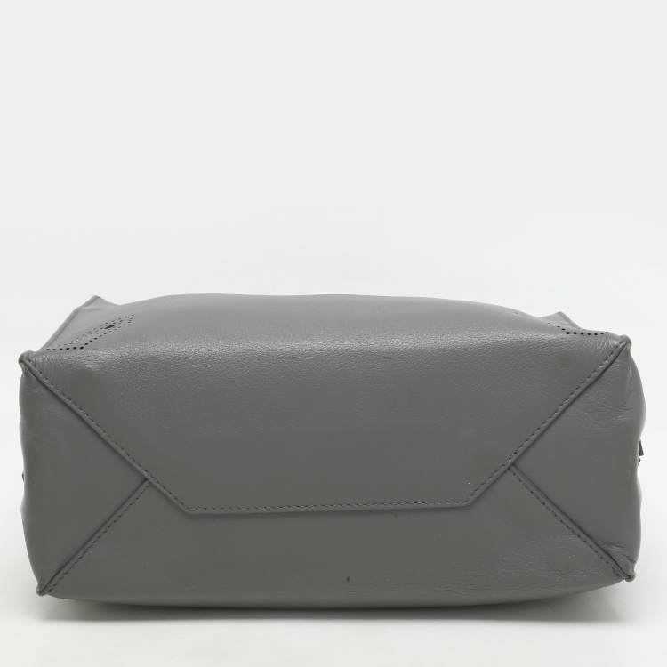 Pre Owned Balenciaga Grey Perforated Leather Blackout Hardware Papier B4 Tote 